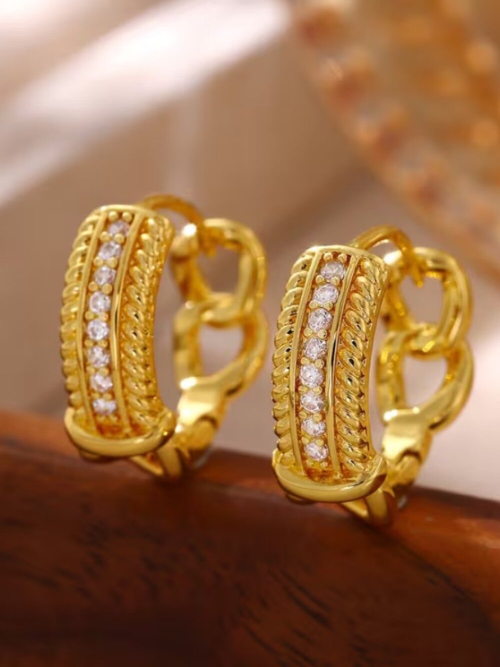18K Gold Womens 2ct Diamond Small Hoop Earrings Ladies New 18 K Silver Jewelry